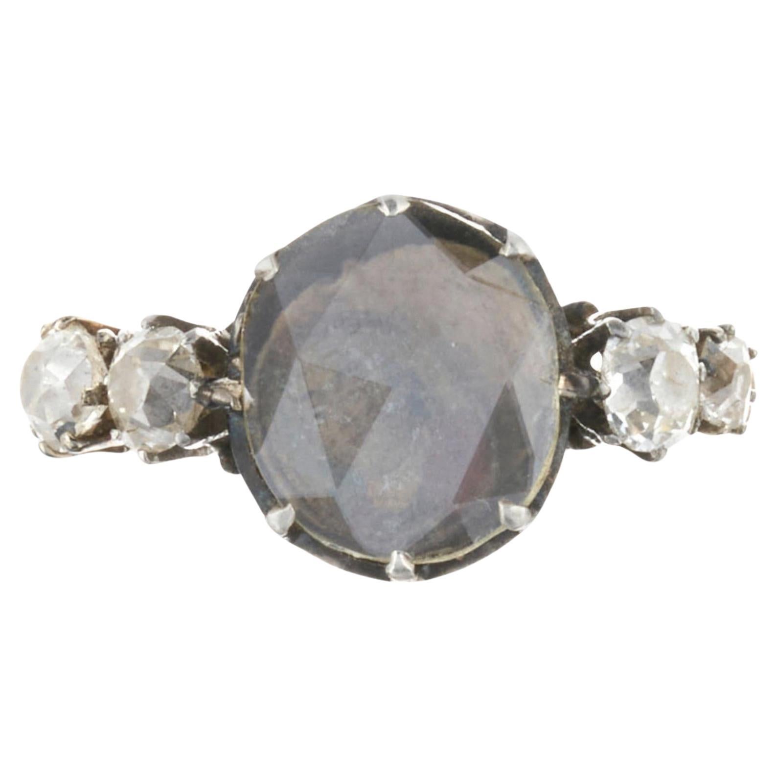 Retrato de Diamante Anillo de Oro y Plata en venta