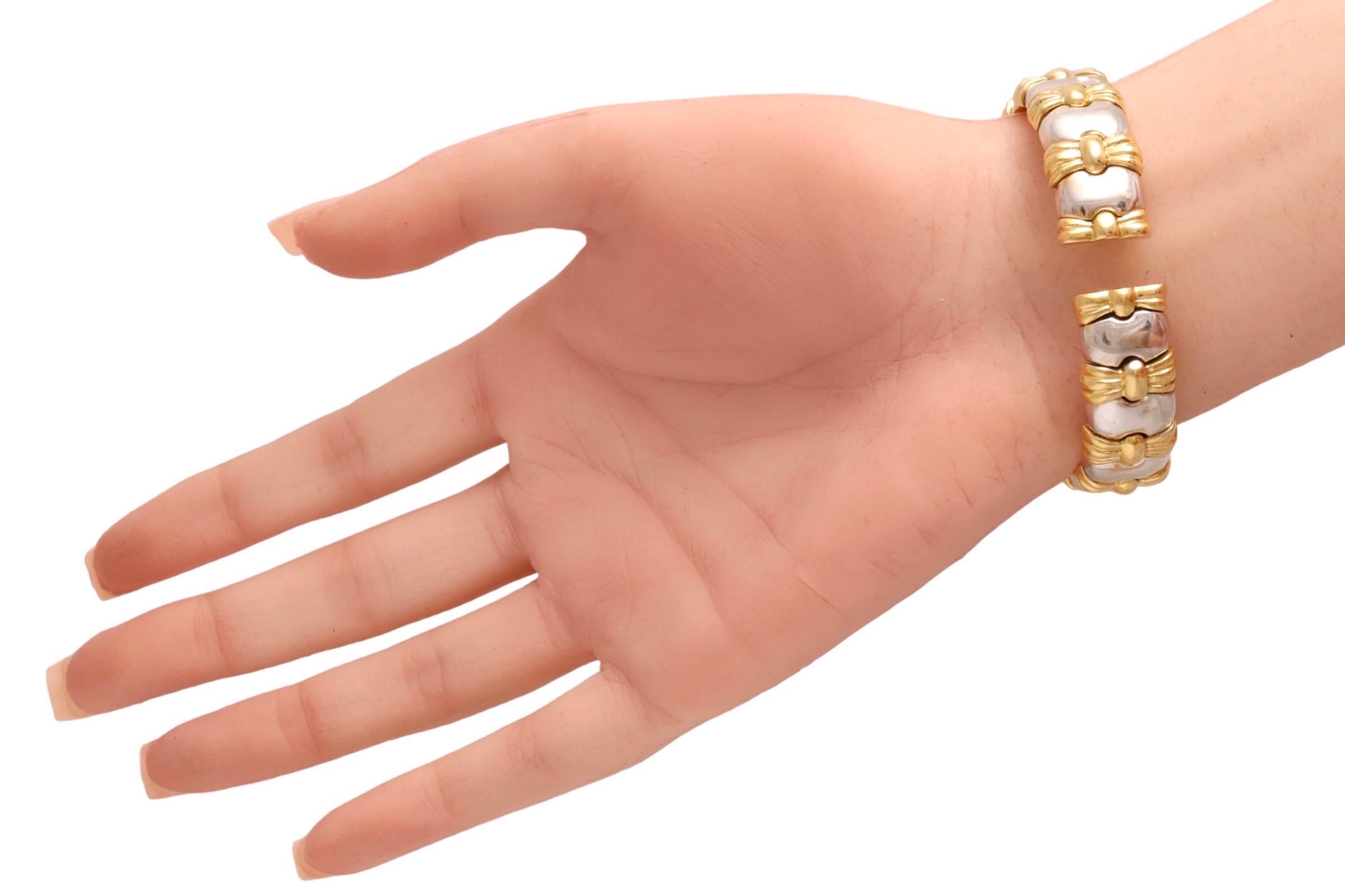 Diamond & Precious Stones Flexible Bangle Bracelet in 18kt White and Yellow Gold 8