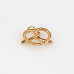 Diamond Pretzel Pendant Charm 14k Yellow Gold Estate Fine Jewelry