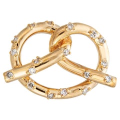 Vintage Diamond Pretzel Pendant Charm 14k Yellow Gold Estate Fine Jewelry