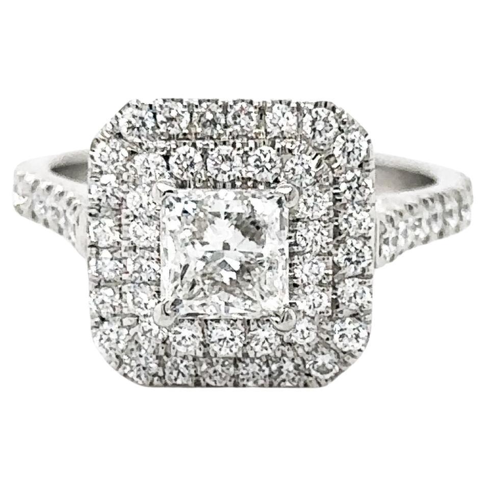 Diamond Princess Cut 1.90 Carats Engagement Ring Platinum For Sale