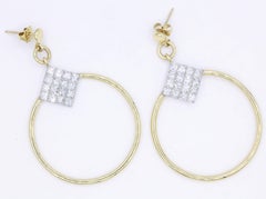 Diamond Princess Cut Hoop Earrings 4 Carats 18 Karat Yellow Gold G-H SI