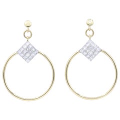 Diamond Princess Cut Hoop Earrings 4 Carat 18K Gold