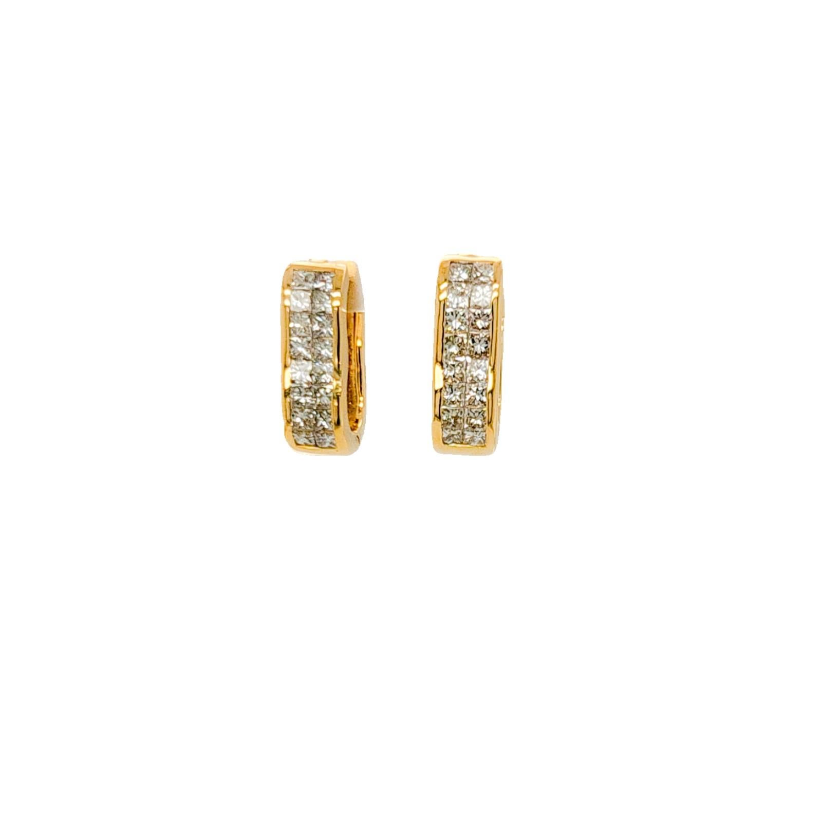 Diamant-Ohrringe mit Prinzessinnenschliff Huggies 1,60 Karat aus 14k Gelbgold. im Zustand „Hervorragend“ im Angebot in Beverly Hills, CA