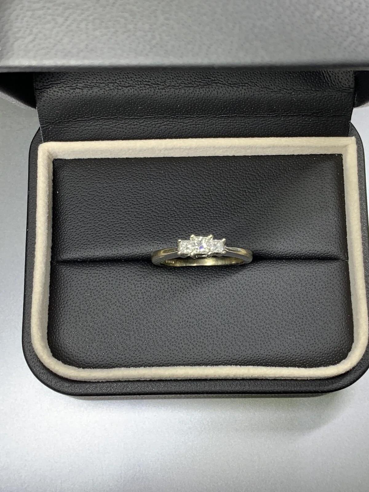 Princess Cut Diamond princess cut trilogy engagement ring 18ct white gold