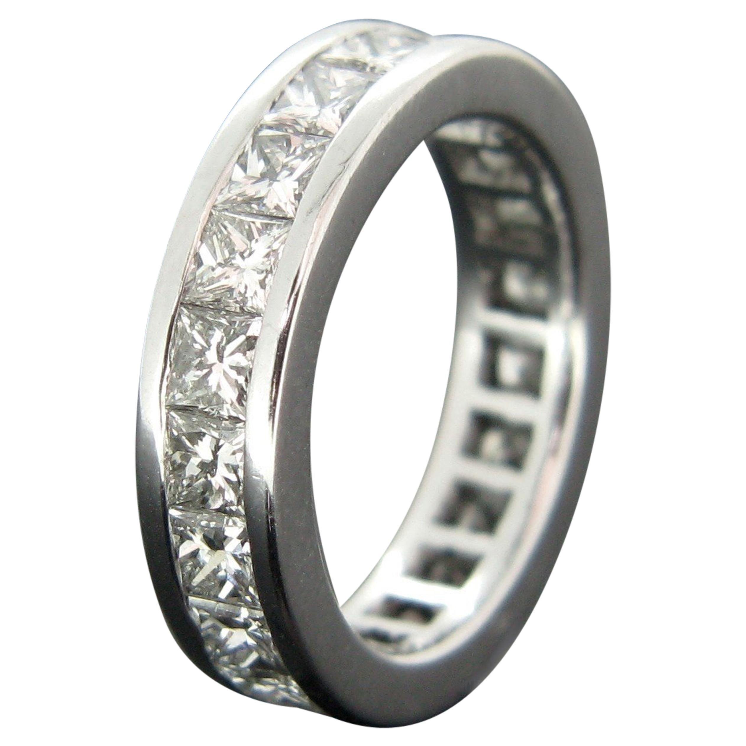 Diamond Princess Cut Wedding Eternity White Gold Band Ring