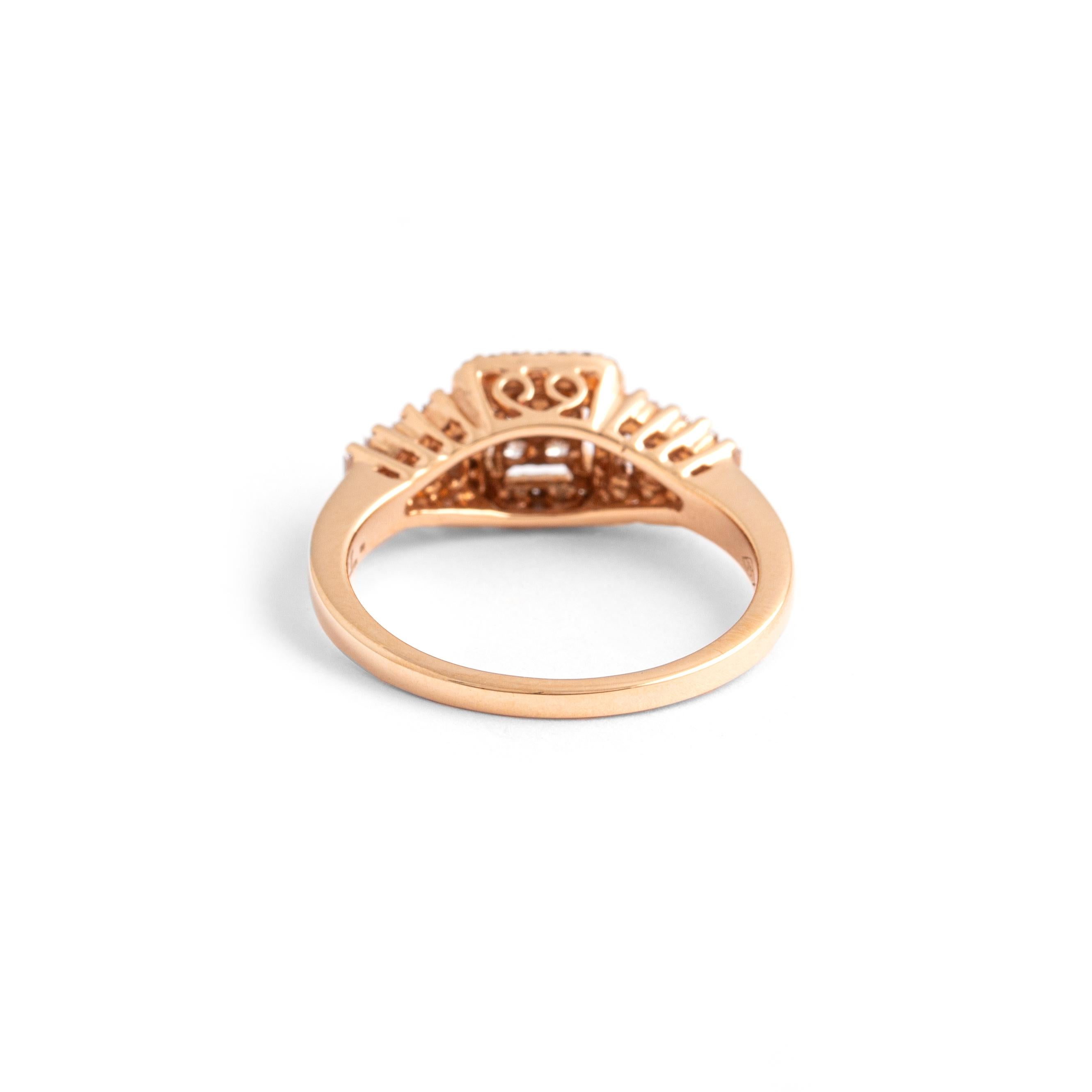 Diamond Princess Pink Gold Ring In New Condition For Sale In Geneva, CH