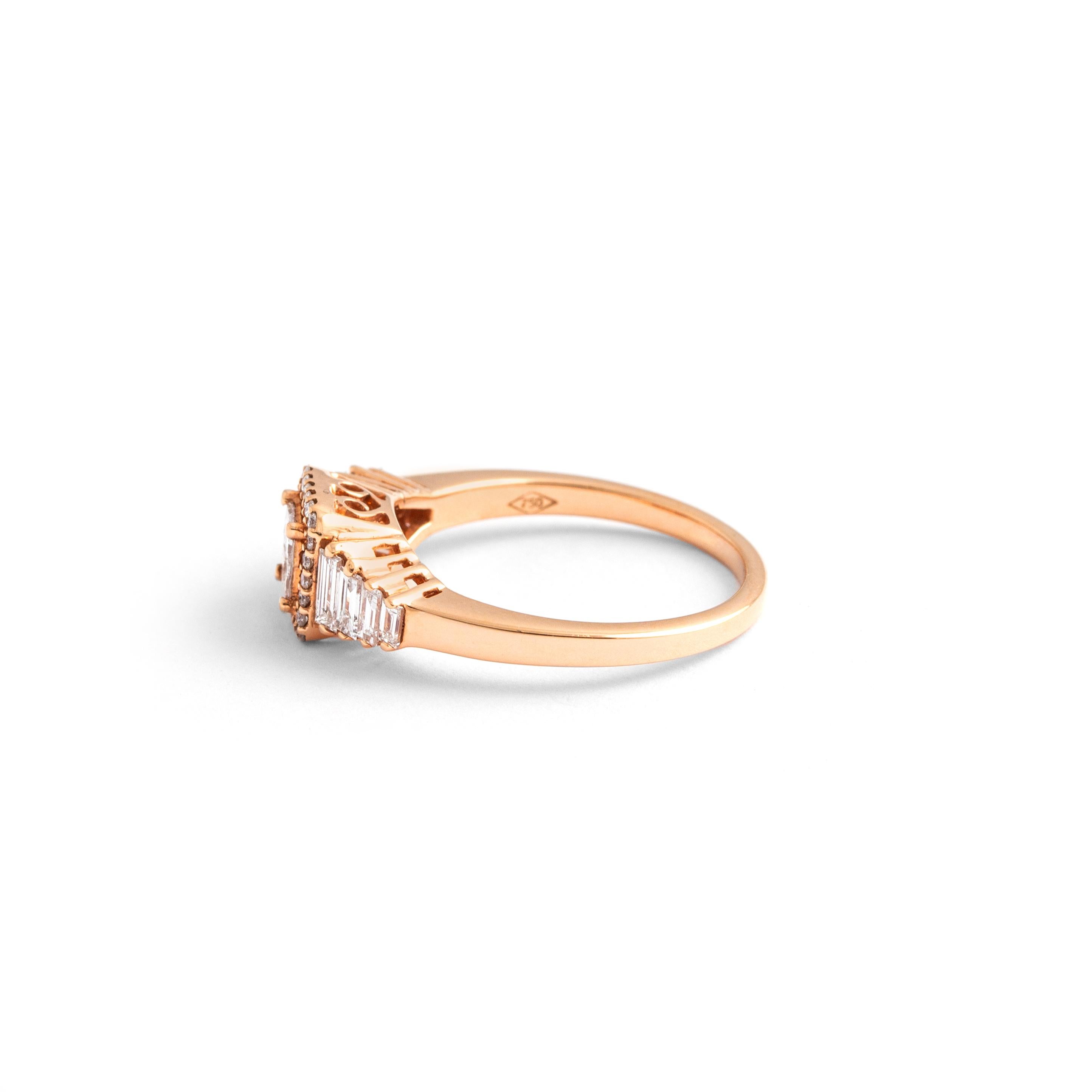 Women's Diamond Princess Pink Gold Ring For Sale