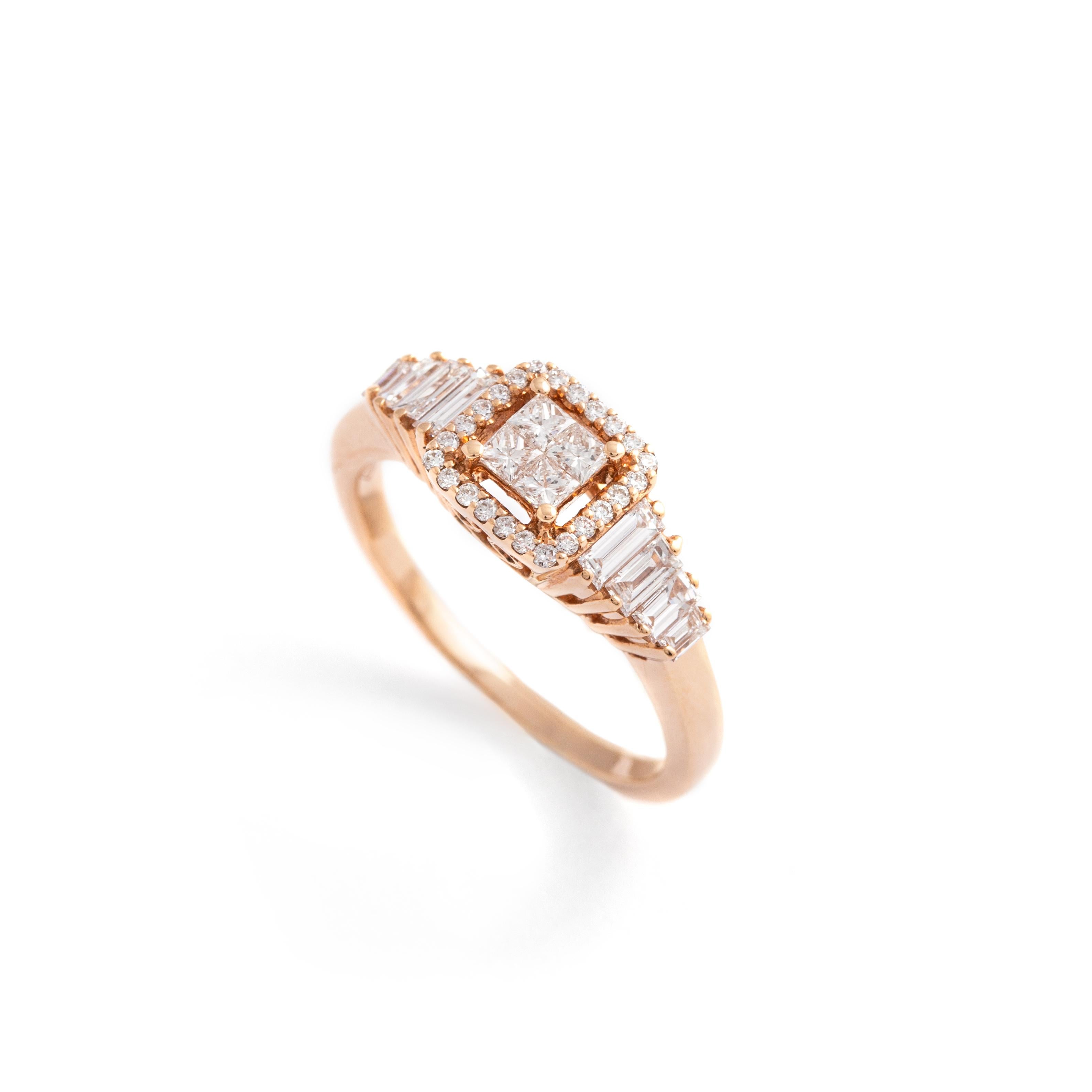 Diamond Princess Pink Gold Ring For Sale 1