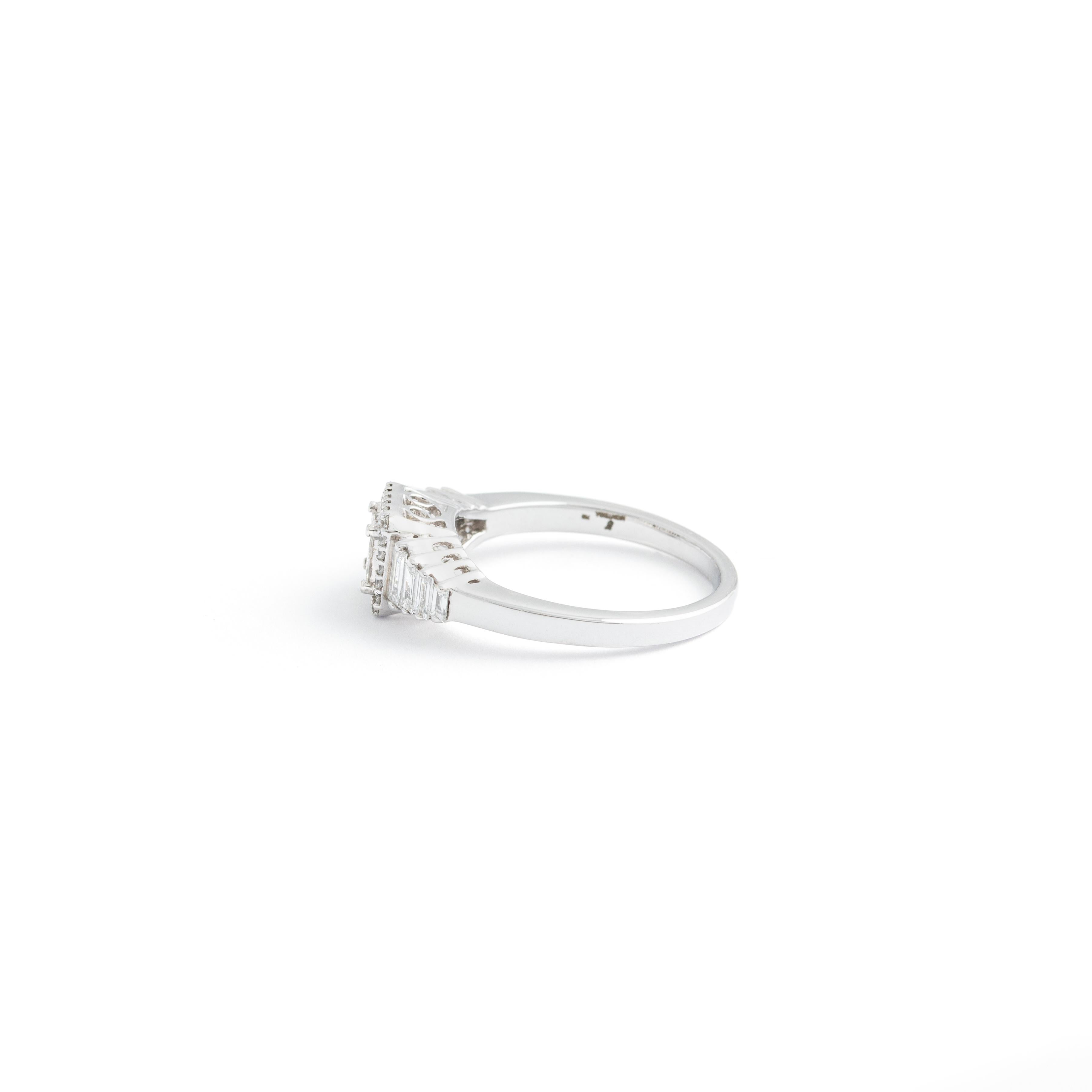 Contemporary Diamond Princess White Gold Ring For Sale