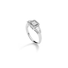 Prinzessin-Weißgoldring mit Diamant