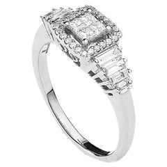 Anillo Oro Blanco Diamante Princesa
