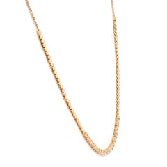 Diamond Prong Bolo Chain Ladies Necklace in 14 Karat Rose Gold 1.40 Carat