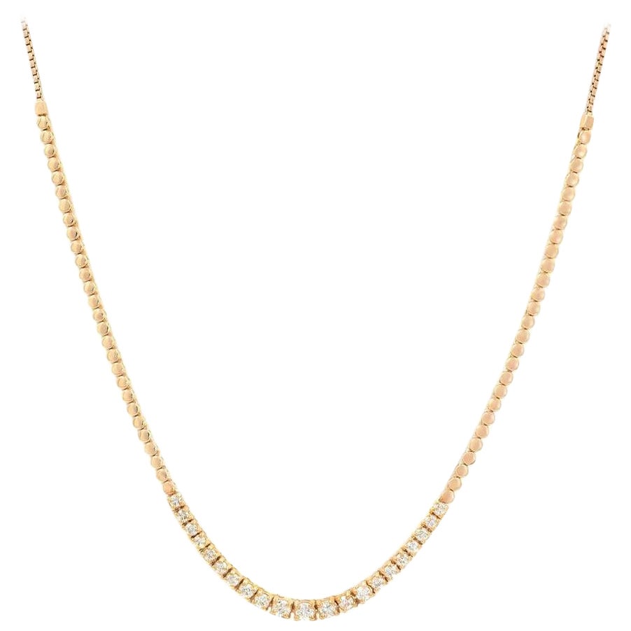 Collar de Diamantes con Cadena Bolo de Oro Rosa de 14 Kilates 1,40 Quilates en venta