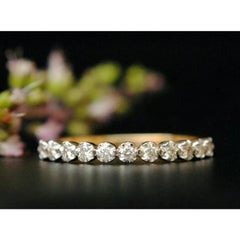 Diamond Prong Ring 14k Solid Gold Straight Stackable