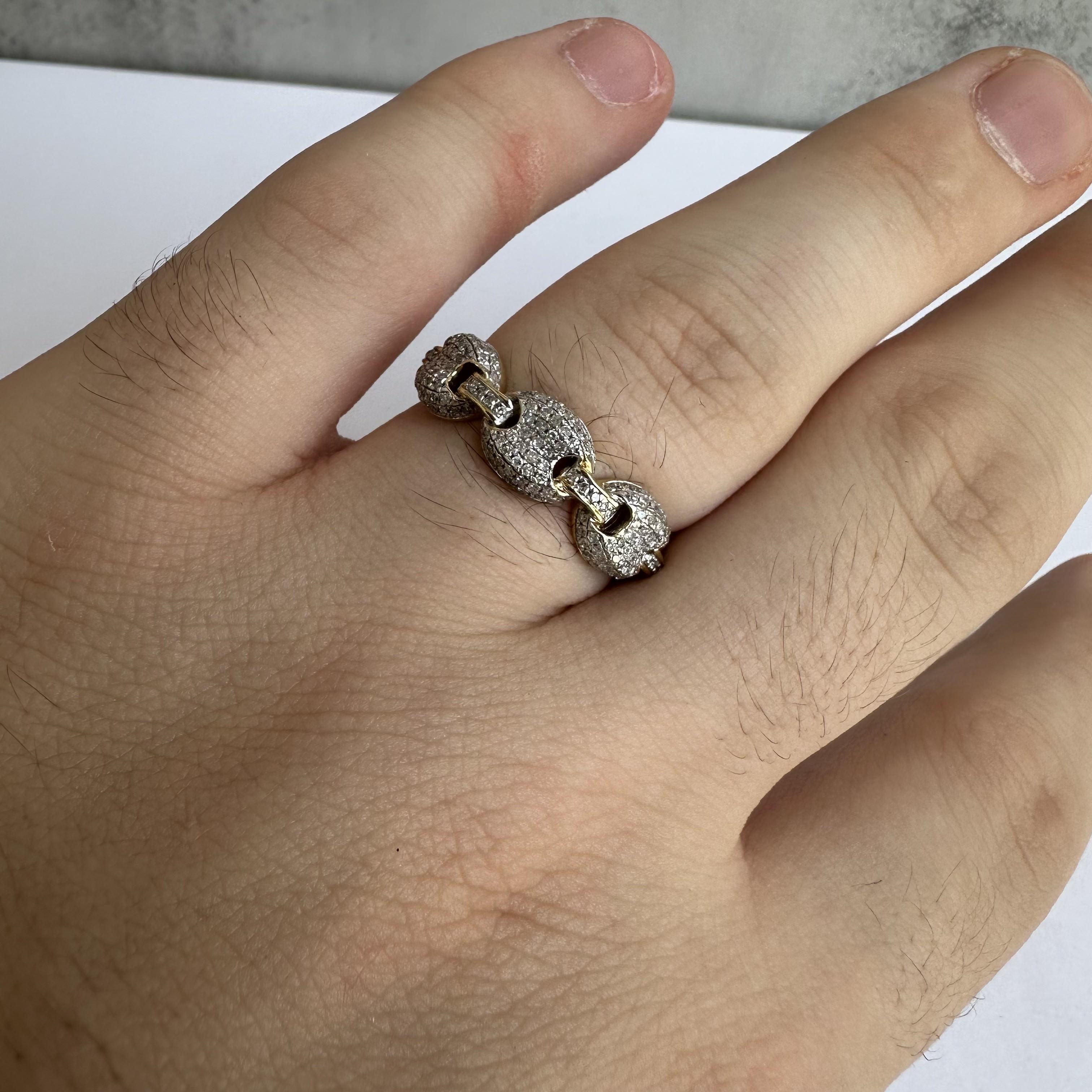 Taille simple Bague manchette en or jaune 14 carats avec diamants 0,53 carat GH SI2-I1, taille 10, neuve en vente