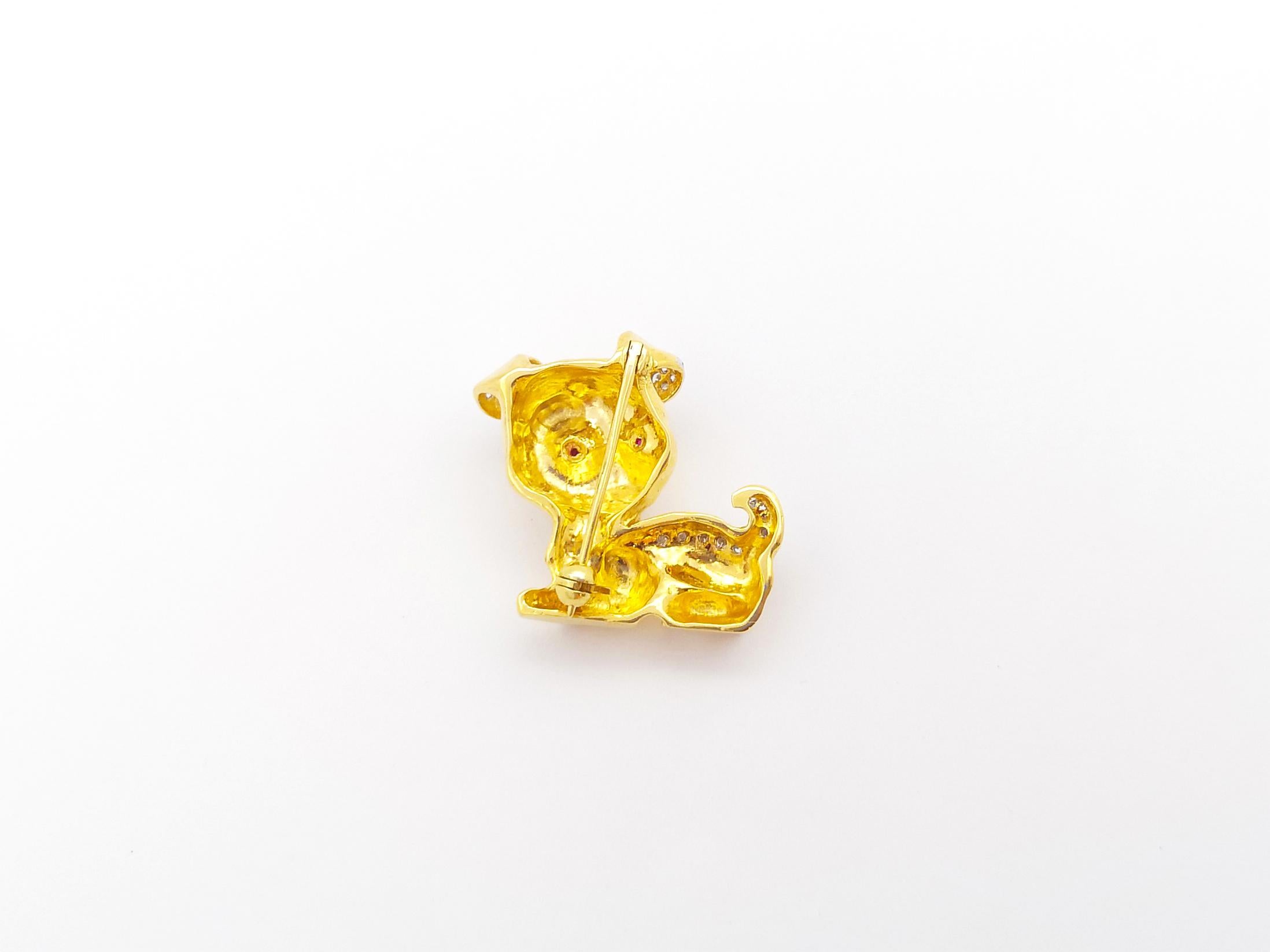 Broche Cachorro de Diamantes engastado en Oro de 18K en Nuevo estado para la venta en Bangkok, TH