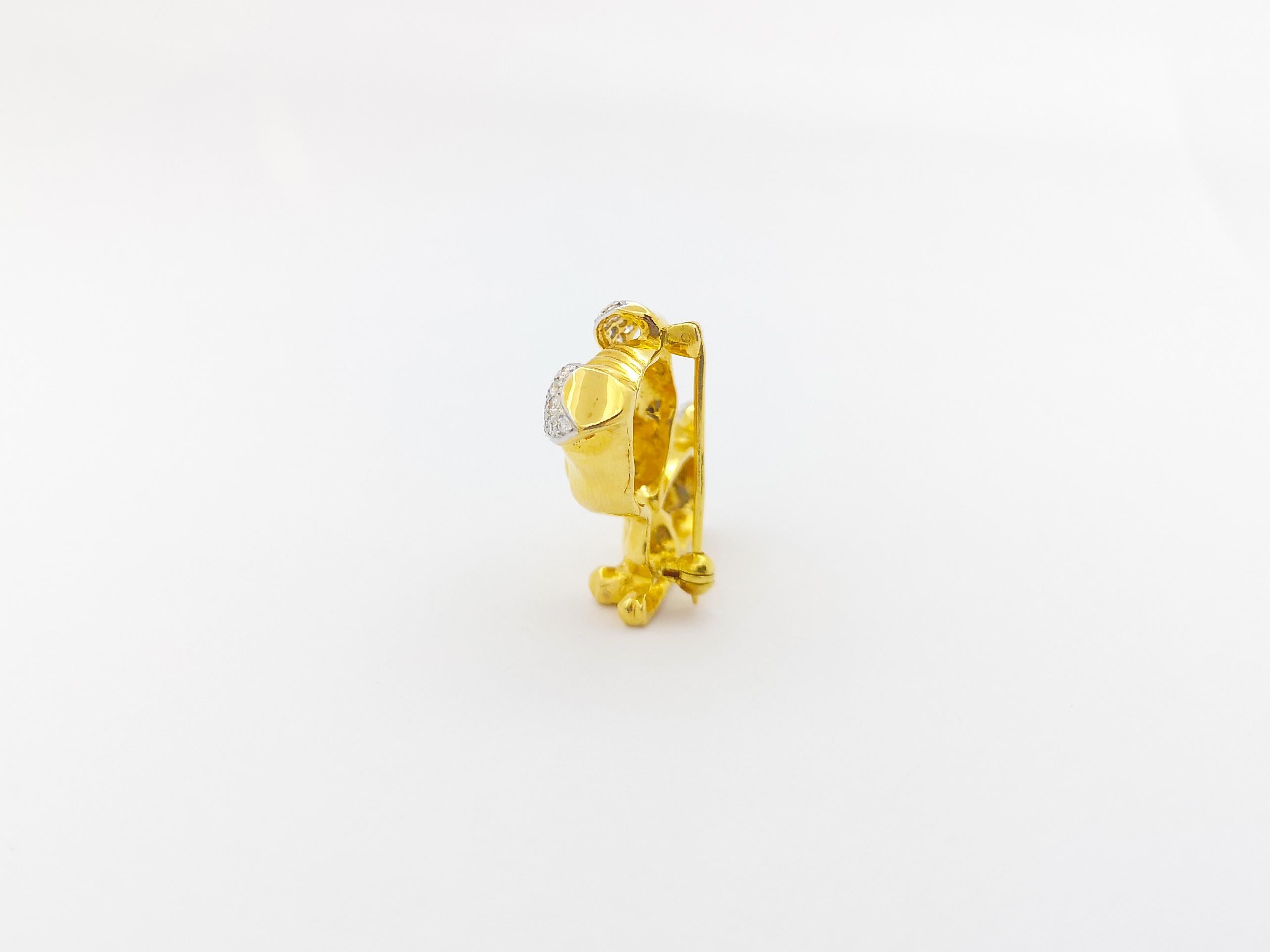 Women's or Men's Diamond Puppy Brooch set in 18K Gold Settings For Sale