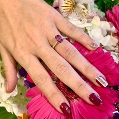 Diamond Purple Sapphire Ring 2 TCW 14k Gold Certified