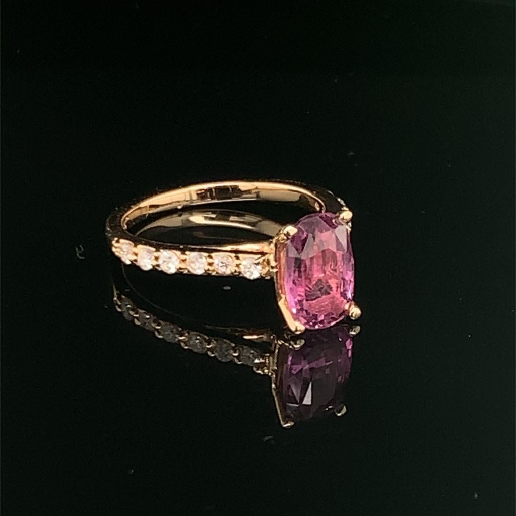 Bague en or 14 carats avec diamants et saphirs violets 2 TCW certifiés Neuf - En vente à Brooklyn, NY