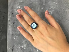 Bague pour elle en or 18K diamant saphir violet topaze 6,98 carats nacre