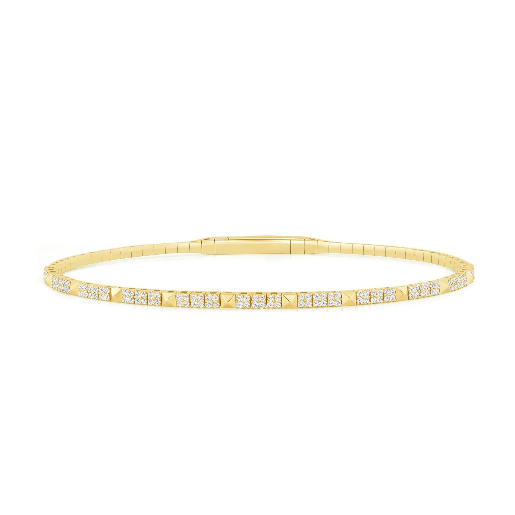 Bracelet à maillons en or 14K avec pyramide de diamants Neuf - En vente à Los Angeles, CA
