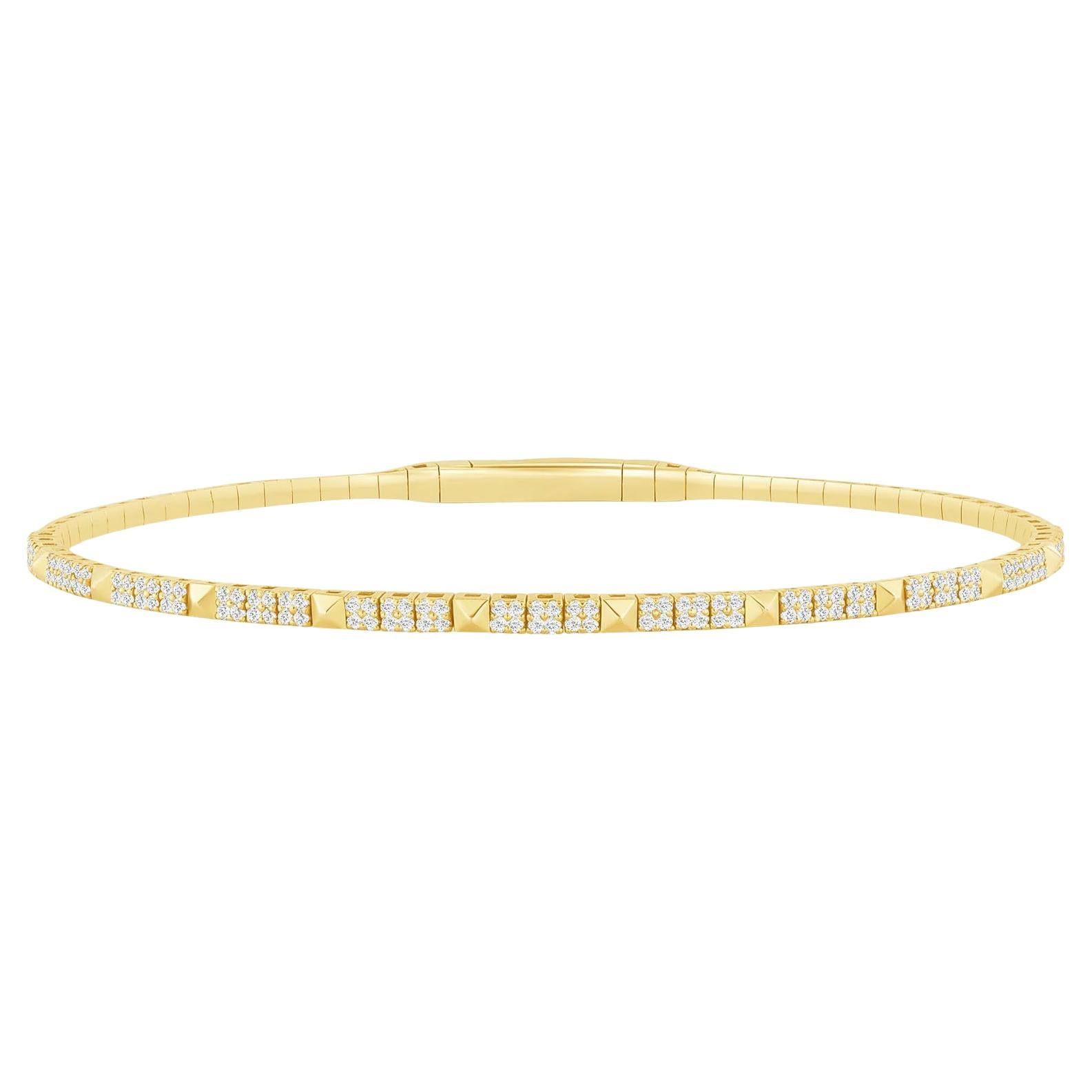 Diamond Pyramid 14K Gold Link Bracelet