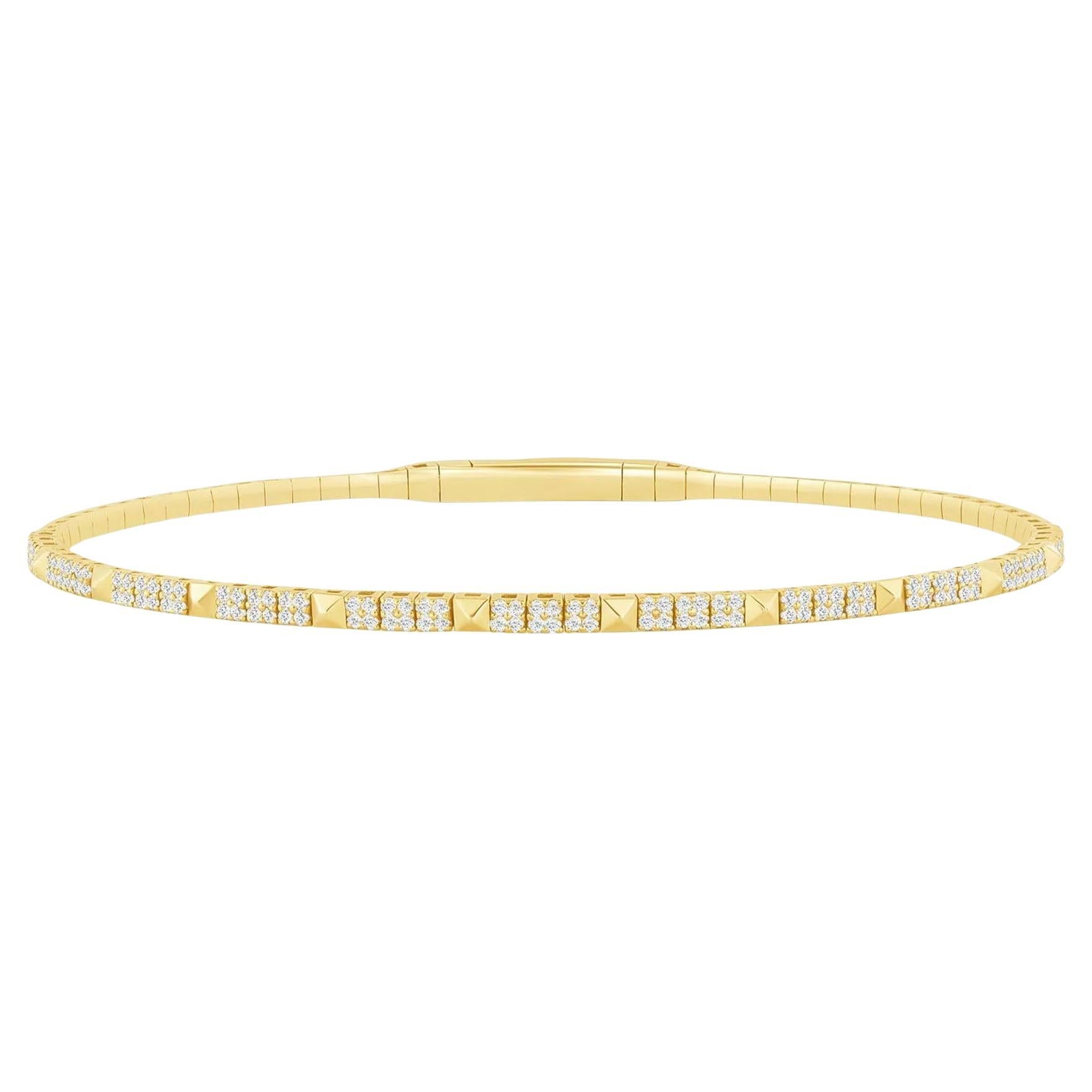 Bracelet à maillons en or 14K avec pyramide de diamants