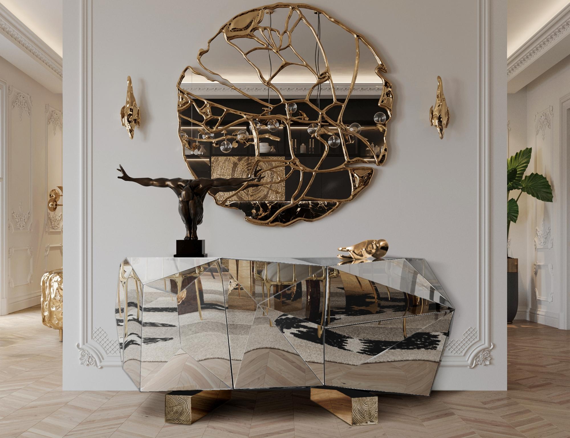 Buffet Pyrite - Bois artisanal et laiton poli - Boca do Lobo en vente 1