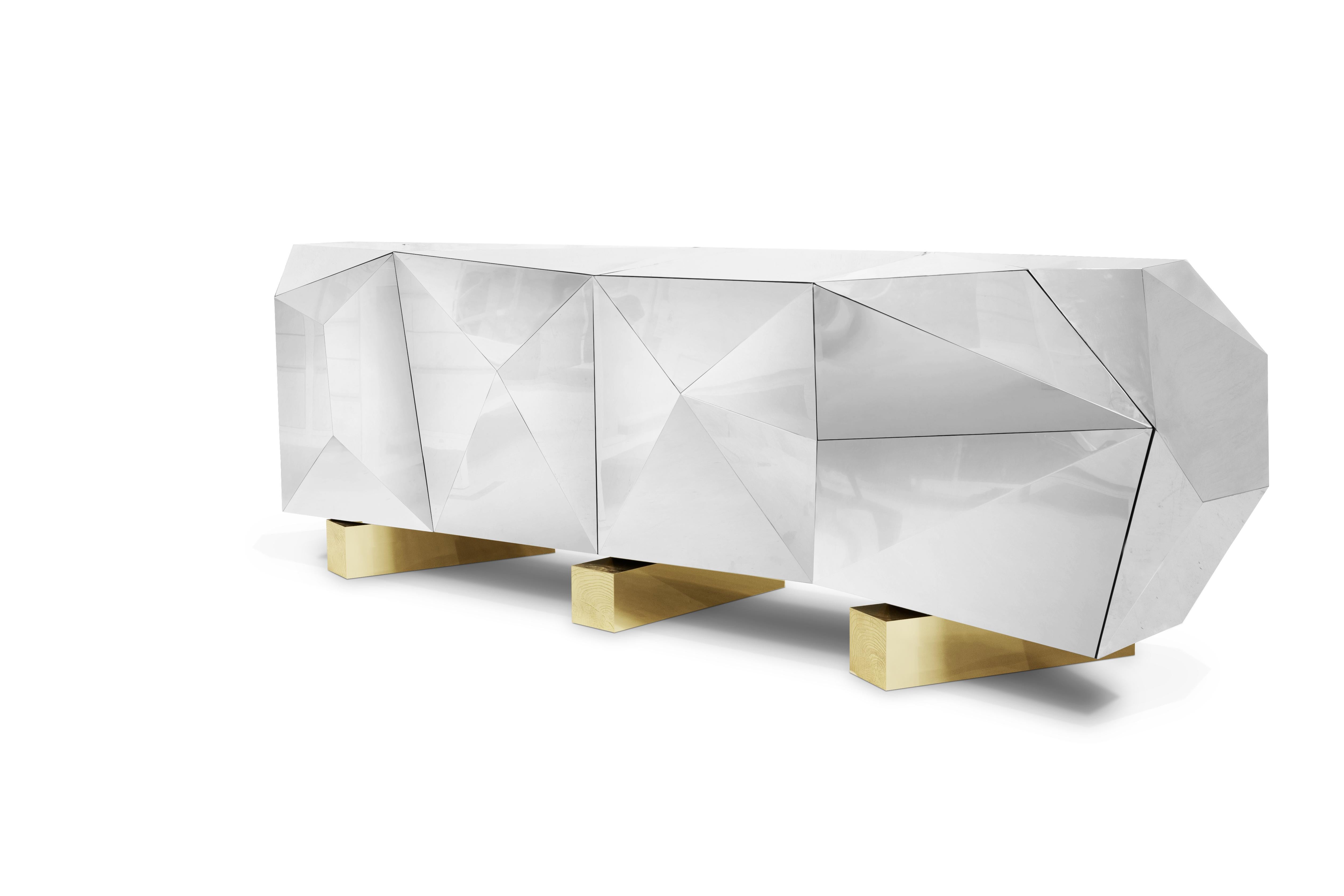 Diamant Pyrit XL Sideboard - Handgefertigtes Holz & poliertes Messing - Boca do Lobo (Portugiesisch) im Angebot