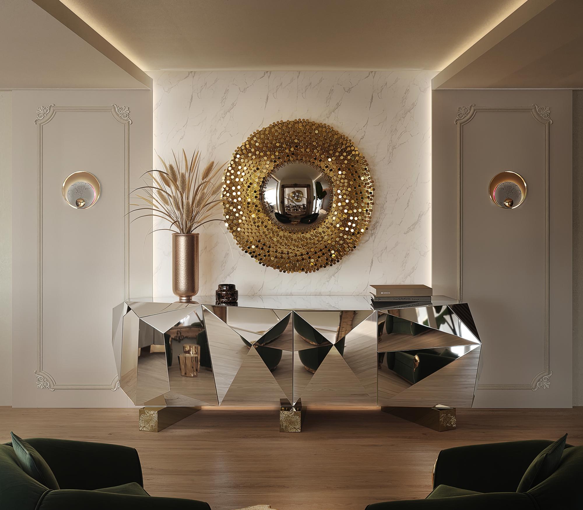 Diamant Pyrit XL Sideboard - Handgefertigtes Holz & poliertes Messing - Boca do Lobo (21. Jahrhundert und zeitgenössisch) im Angebot