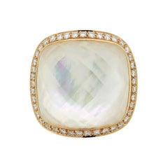 Diamond Quartz-Crystal Mother-of-Pearl Gold Cocktail Ring