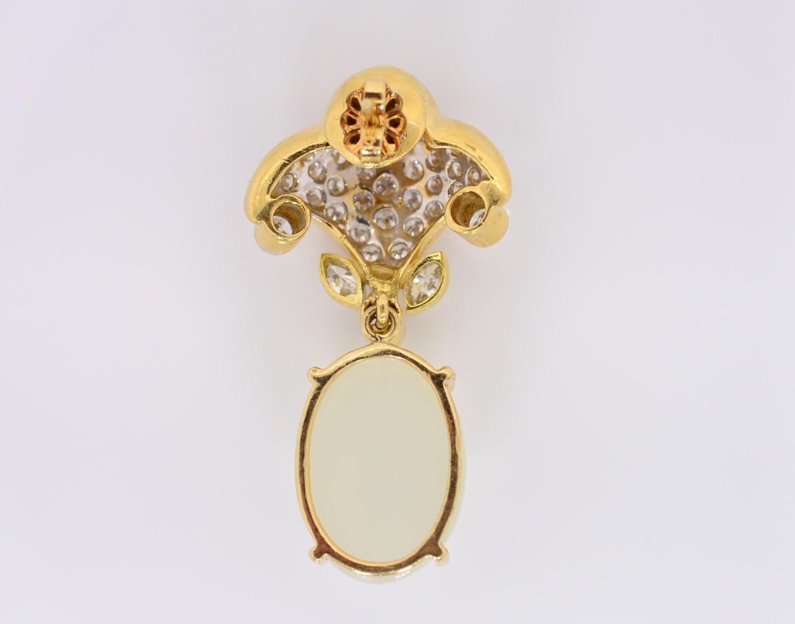 Diamond and Quartz Gold Earrings In Good Condition For Sale In Beverly Hills, CA