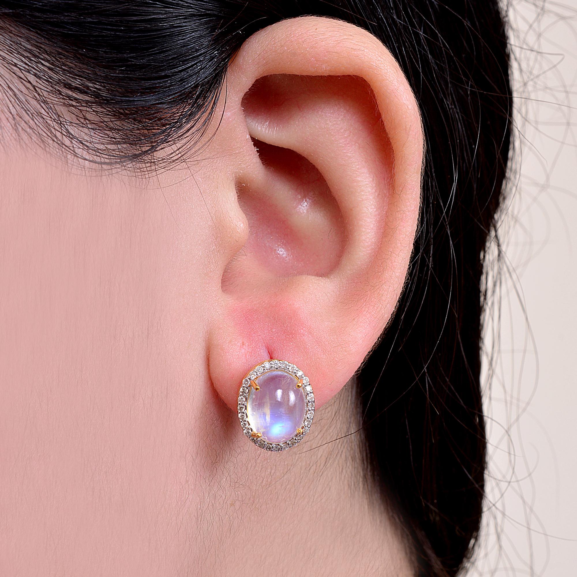 14k Gold 0,31 Karat Diamant & 6,60 Karat Regenbogen-Ohrring im Zustand „Neu“ in jaipur, IN
