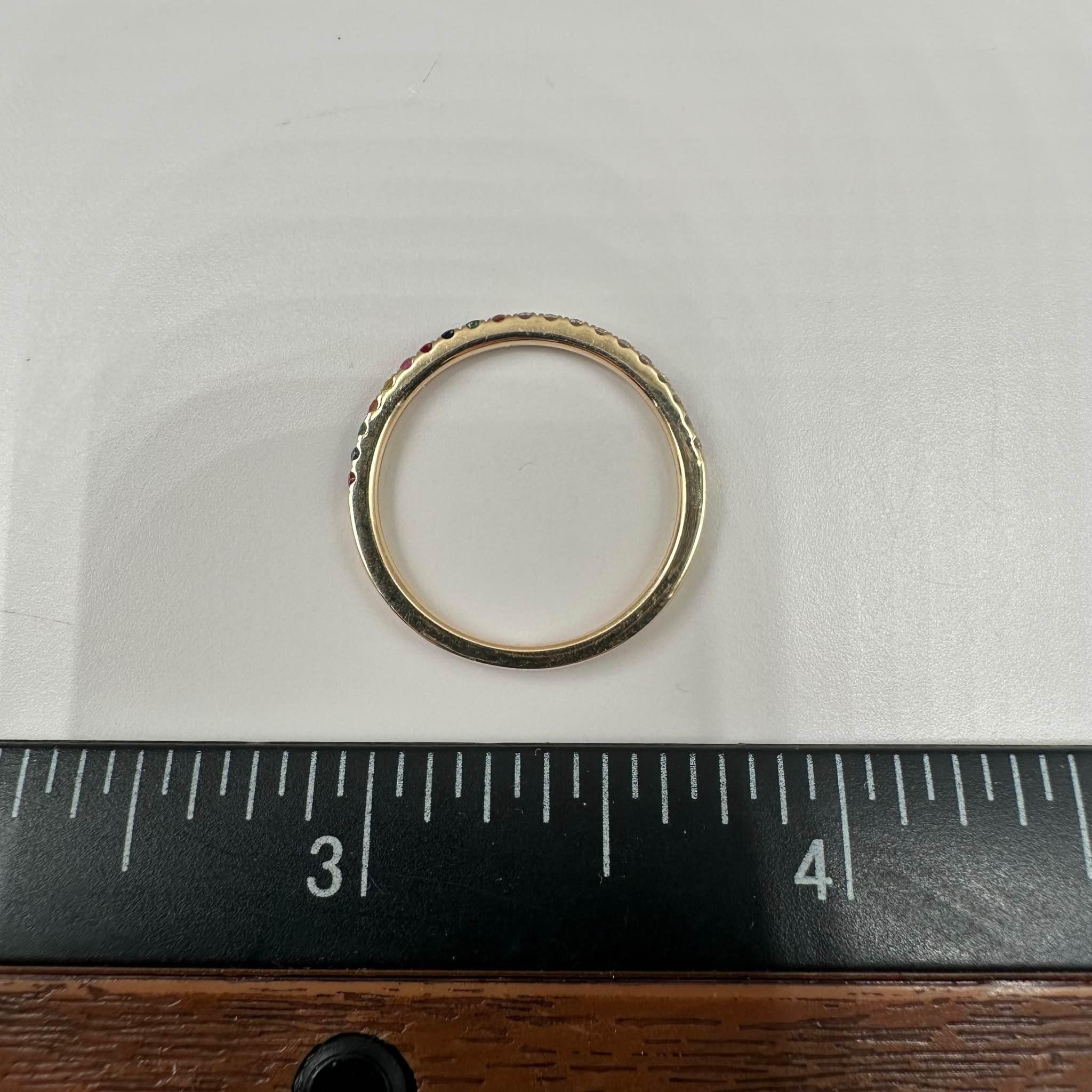 Bracelet indécis en or jaune 14kt diamant/saphir arc-en-ciel - Taille 6.5 en vente 1