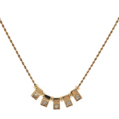 Diamond Rectangular Station Drop Dangle Link 18 Inch Necklace