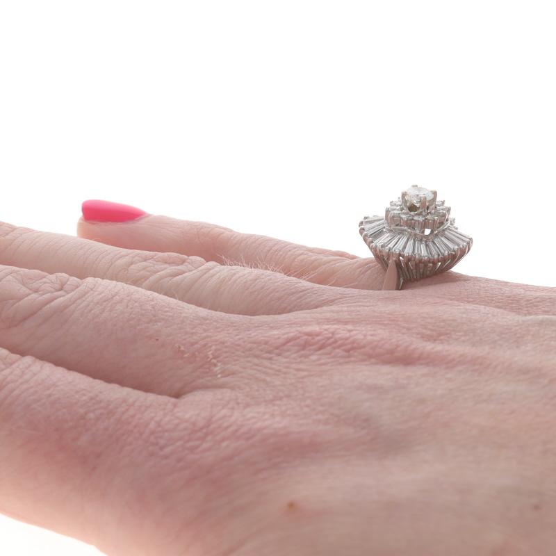Women's Diamond Retro Ballerina Cluster Ring 950 Round Brilliant 1.50ctw Triple Halo For Sale