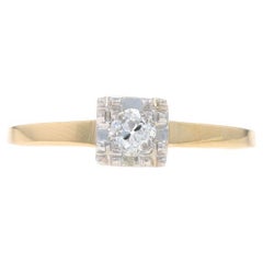 Anello di fidanzamento solitario con diamante retrò europeo .22ct