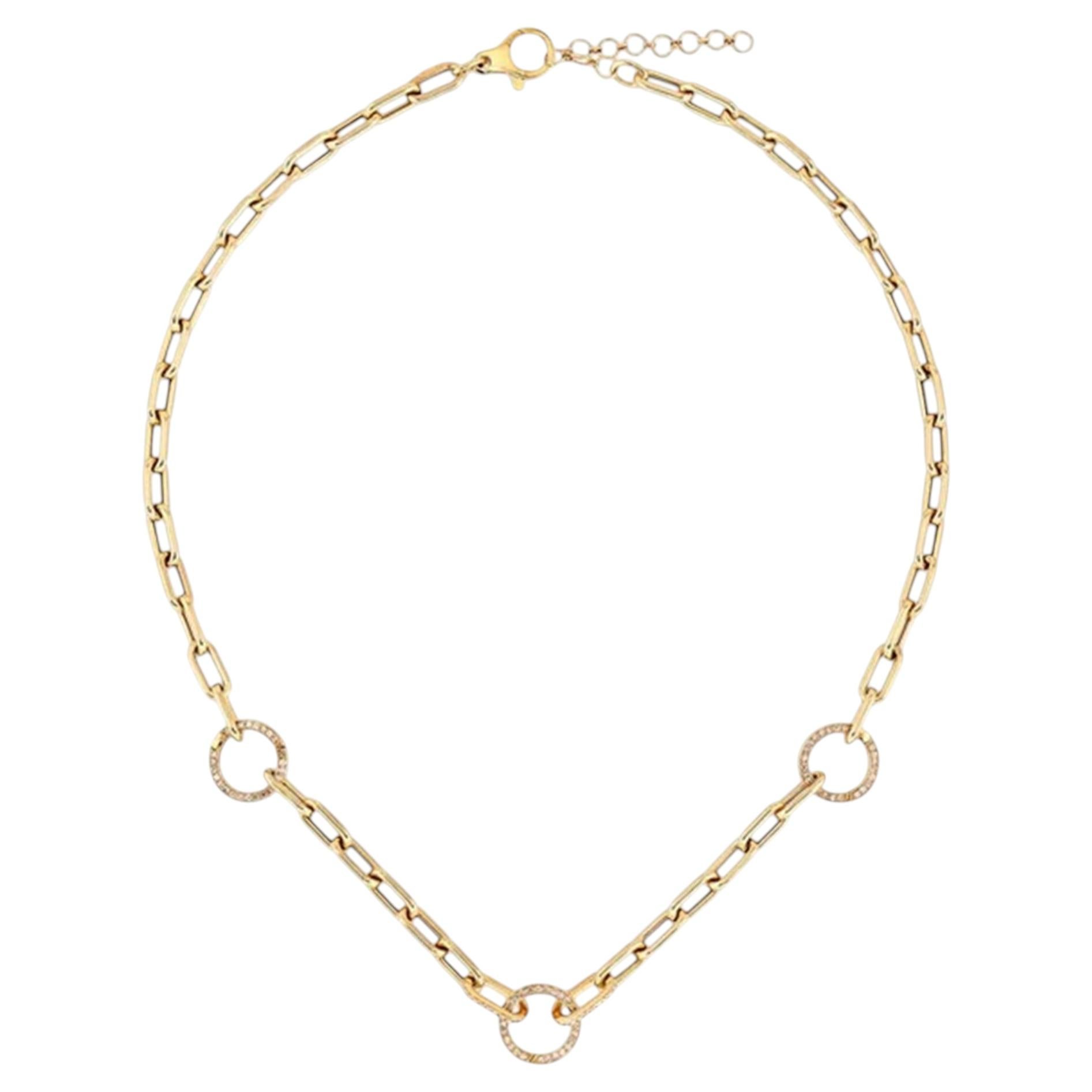 0.71ct Natural Diamond 14K Yellow Gold Chain Link Necklace