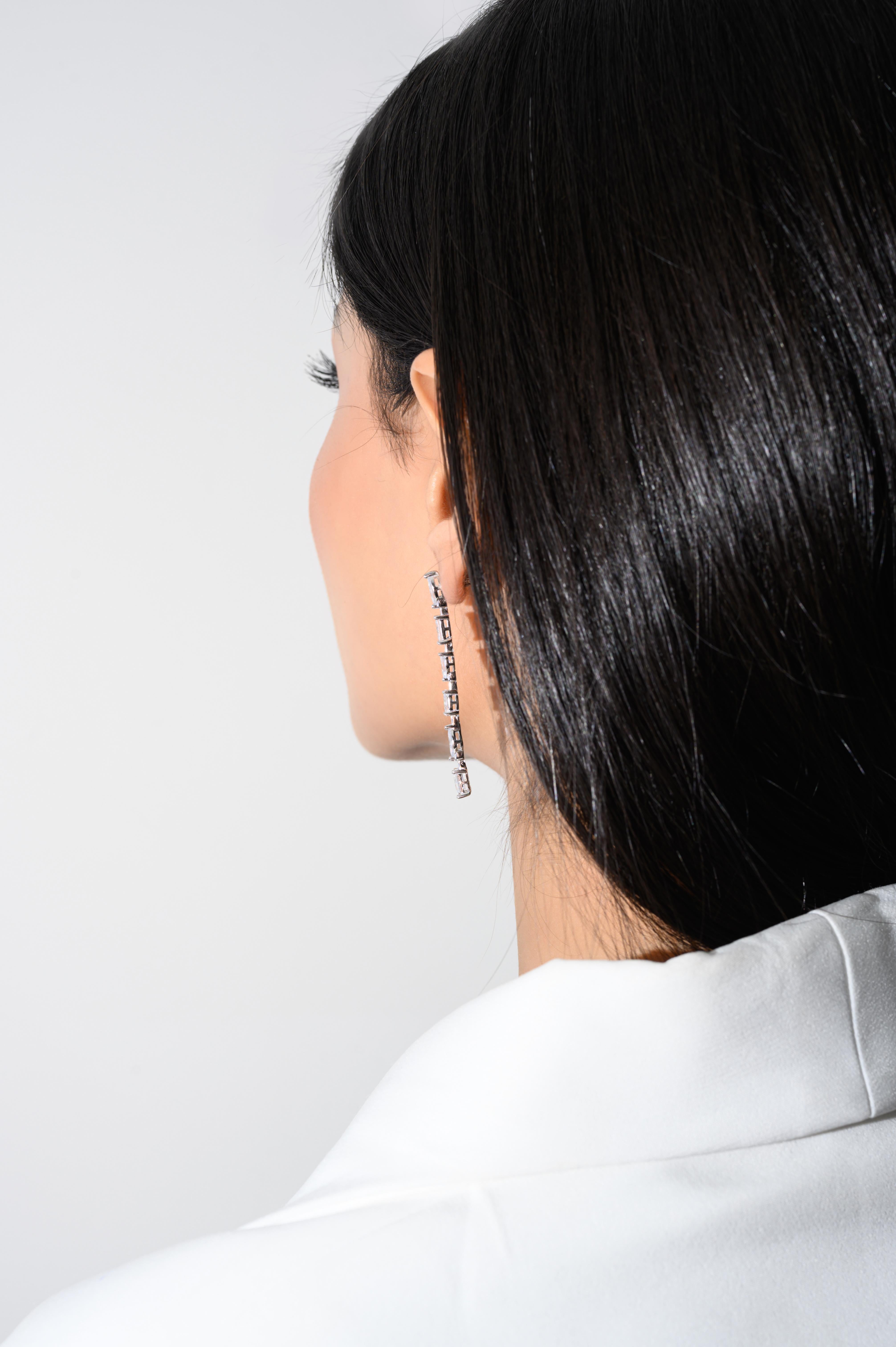 Diamond Rhinestone Linear Dangle Earrings for Mom in Silver Fashion Jewelry For Sale 4