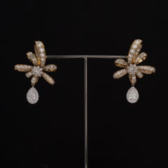Diamond Ribbon Bow Earrings in 18K Yellow Gold