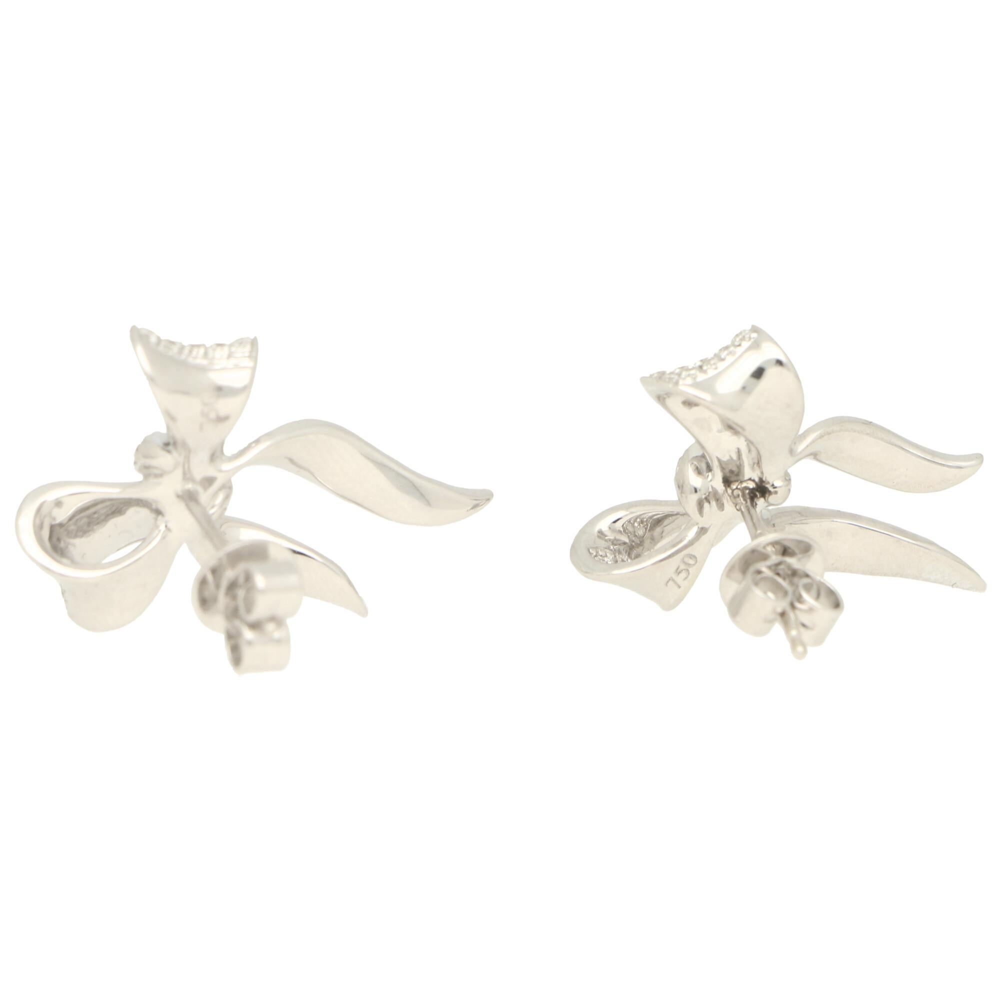 diamond ribbon earrings