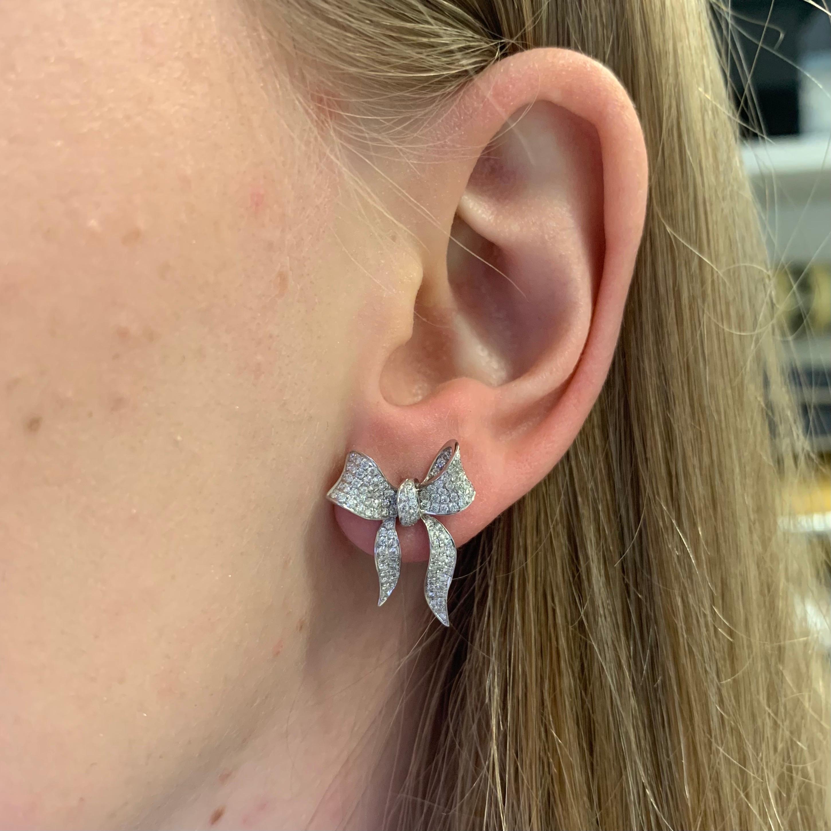 ribbon diamond earrings