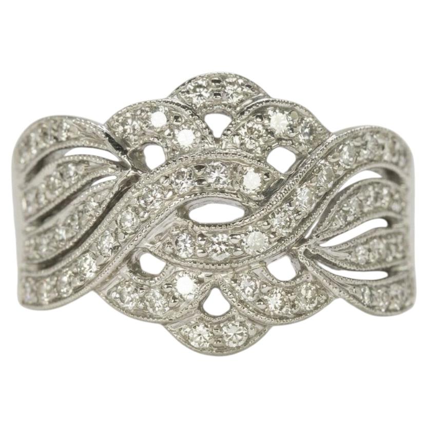 Diamond Ribbon Cocktail Ring in 14k White Gold