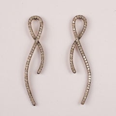 Diamond Ribbon Dangle Earrings