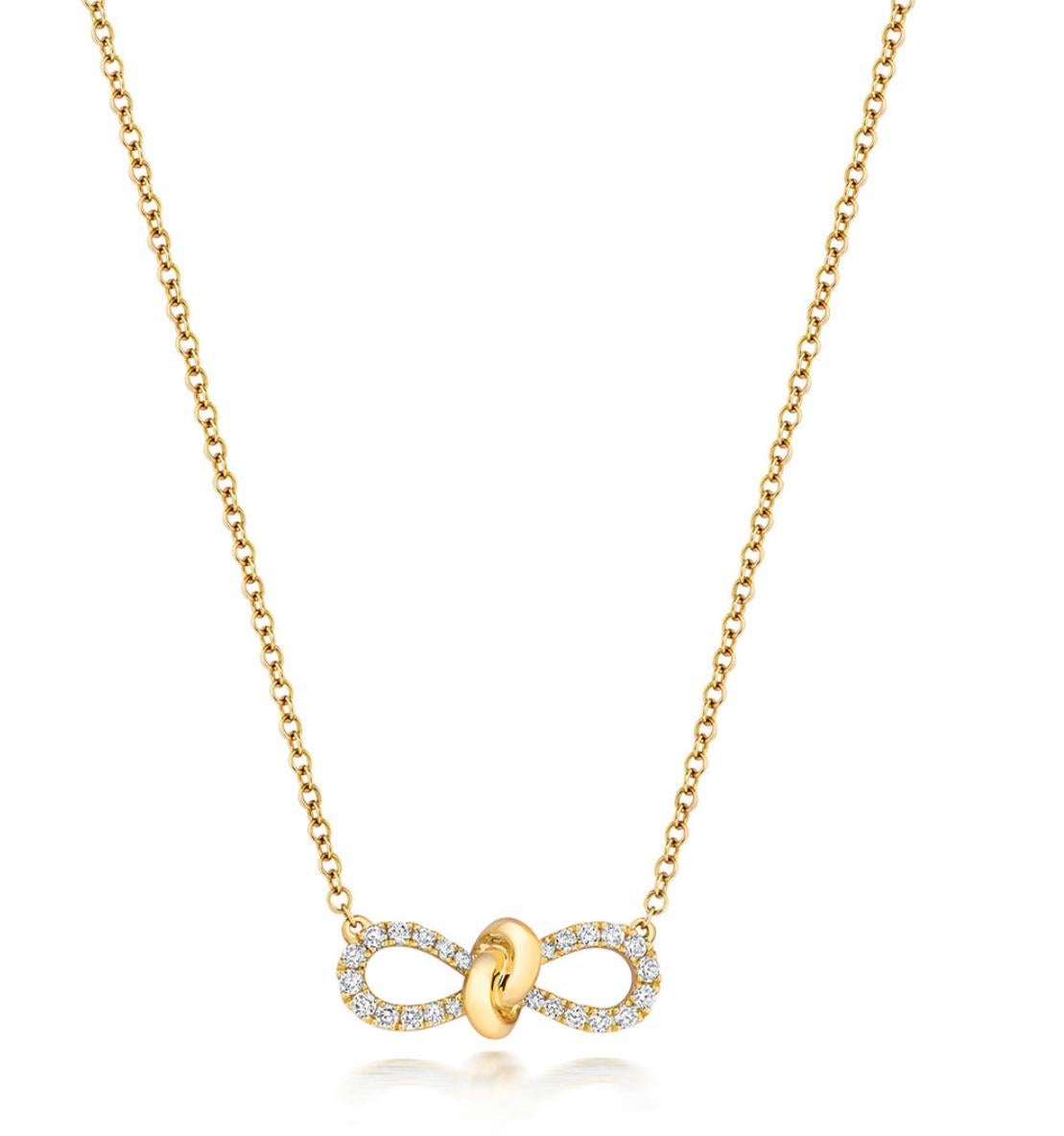 Women's DIAMOND Ribbon Knot BOW NECKLACE IN 18CT Gold For Sale