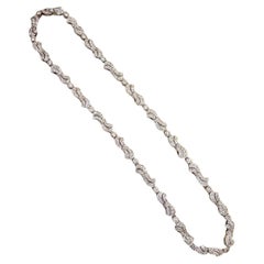 Vintage Diamond Ribbon Motif Choker Necklace 10.00 Carats Total Weight in 18k White Gold