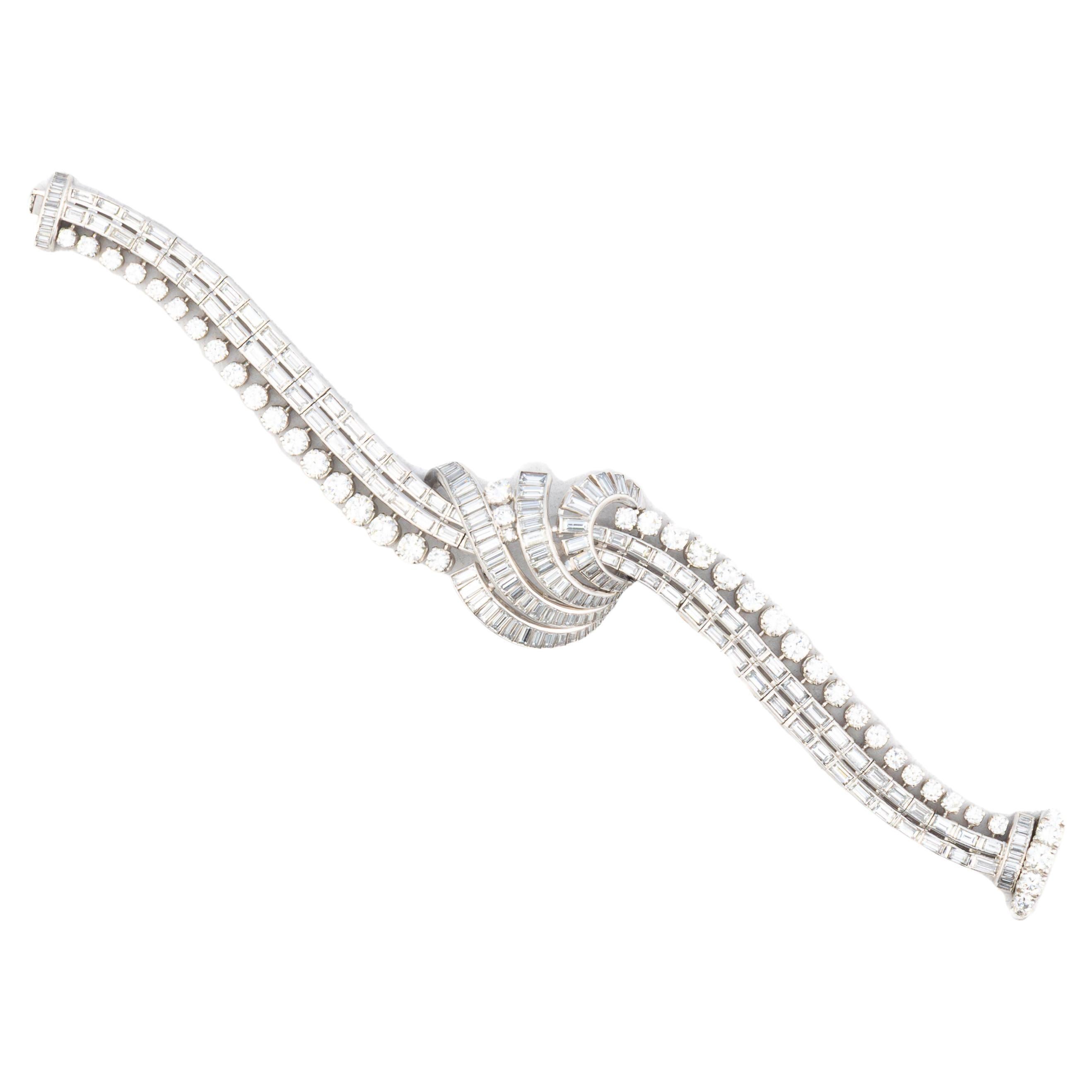 Diamond Ribbon Multi Row Bracelet For Sale