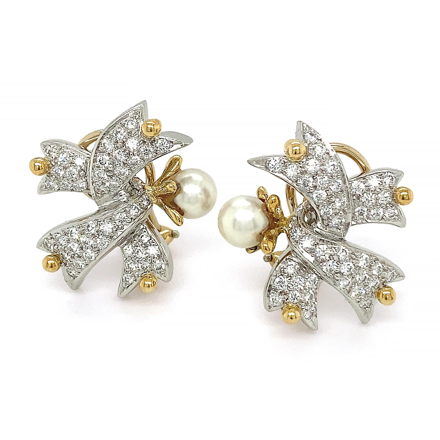 diamond ribbon earrings