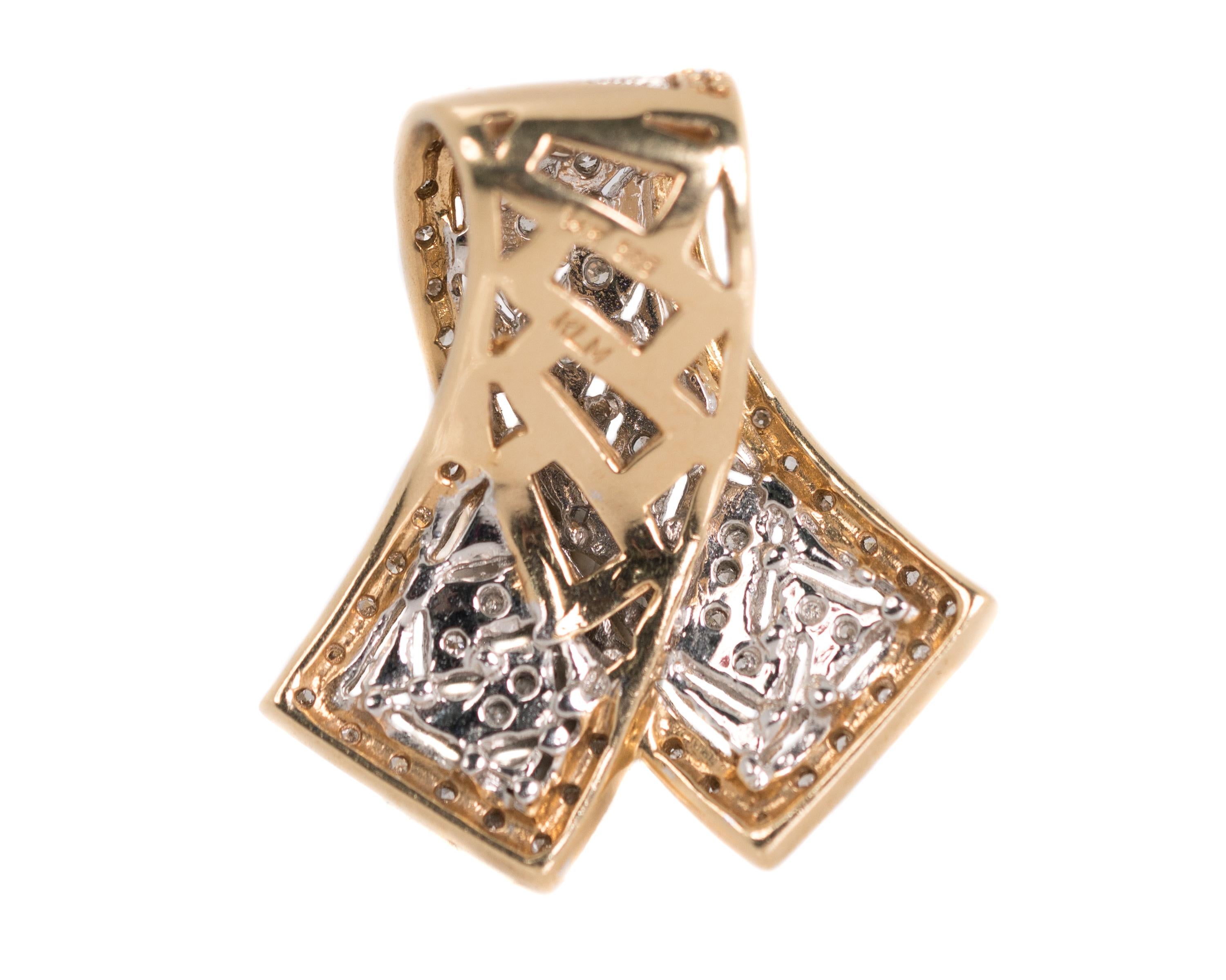 Diamond Ribbon Pendant in Two-Tone 14 Karat Gold 1
